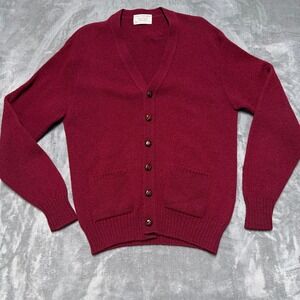 Lord Jeff The Moors Cardigan Mens L Burgundy Shetland Wool Vintage USA 3504